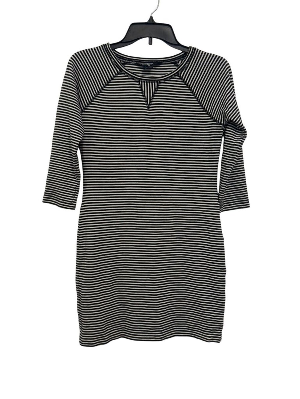 French Connection Striped Black & White 3/4 Sleeve Knit Dress Size 10